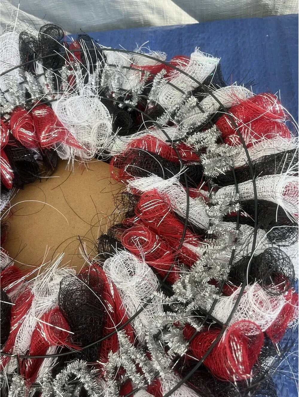 SNOWMAN ⛄ Let It Snow Christmas Winter Wreath Deco Mesh Burgundy Black White 17”